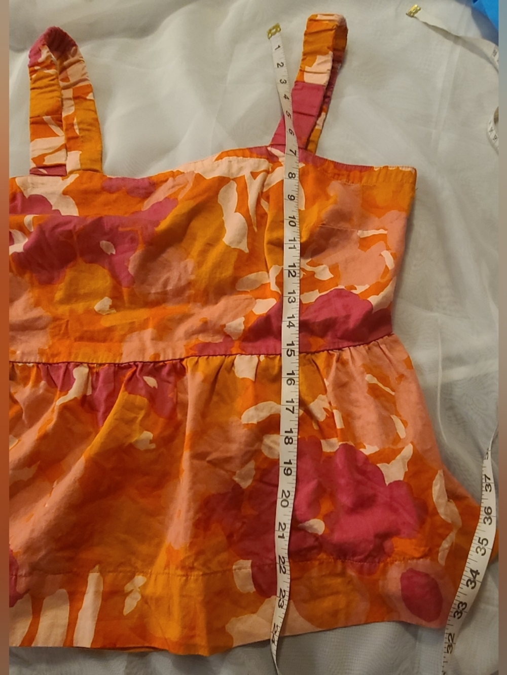 #37 - Free Assembly Vibrant Boho Floral Peplum Tank Top in Orange & Pink, Large - Picture 6 of 11